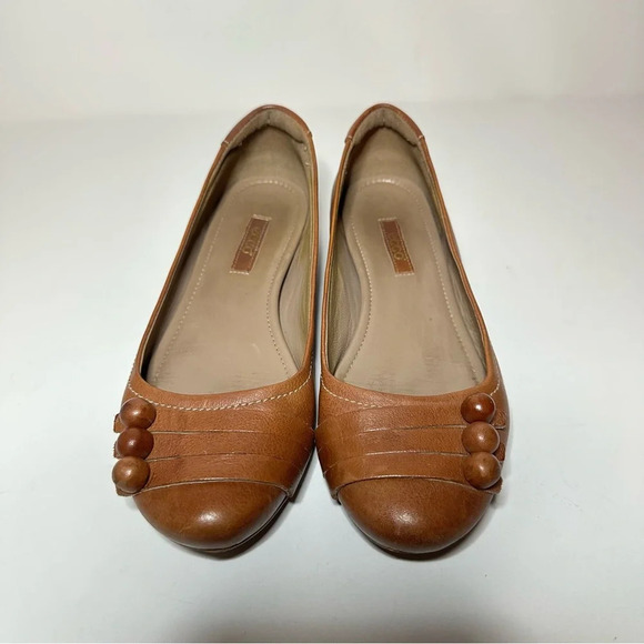 Ecco Shoes - Ecco Leather Ballet Flat Sz 36 Slipon Driving Shoe Embellished Strap Faux Button